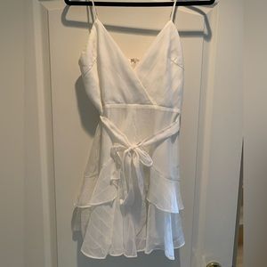 White Fit and Flare Dress Tie Waist